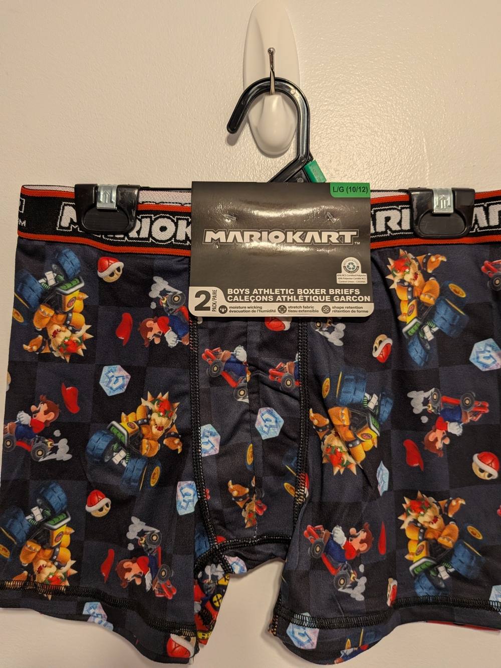 Nintendo Mario Kart Boys' Black Graphic Boxer Briefs